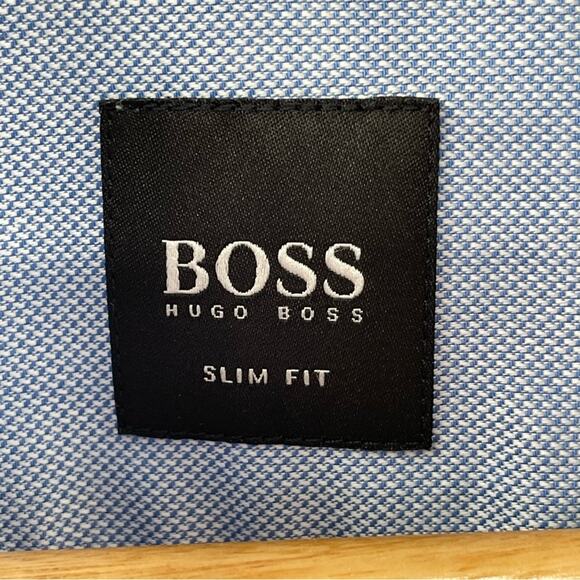 Boss Men’s Slim Fit 100% Cotton Light Blue Button Up Shirt Classic Size Small - Picture 8 of 11